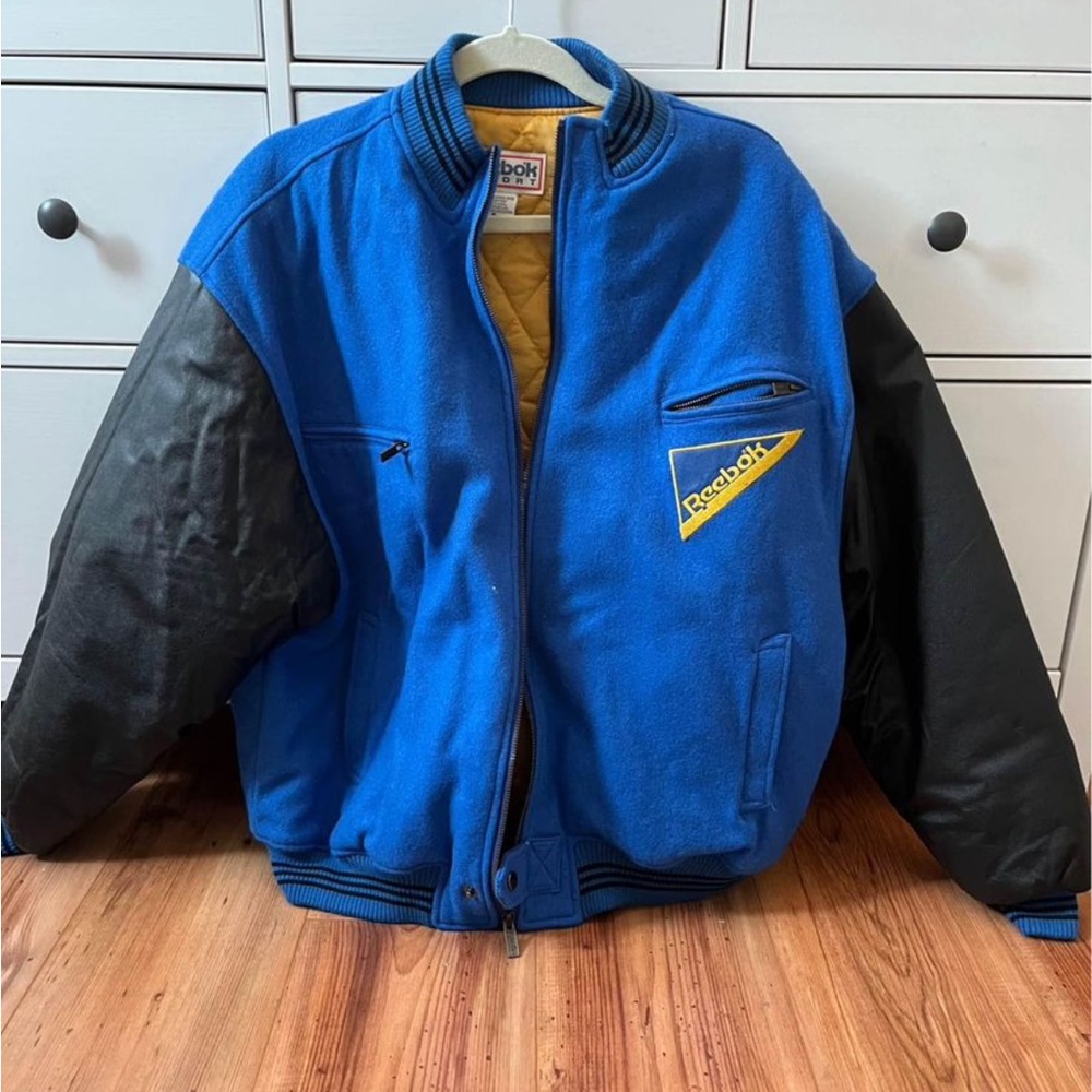 REEBOK SPORT VINTAGE 90s LEATHER FULL ZIP JACKET ADULT M